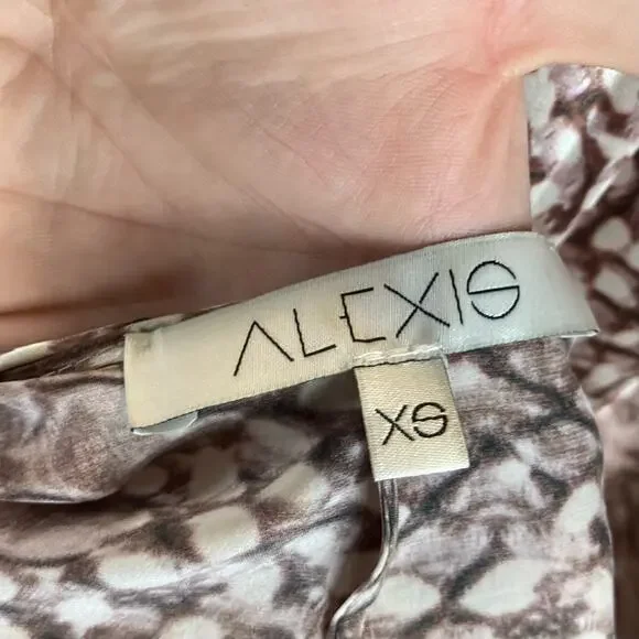 NWOT ALEXIS Dress XS”Elysia”Silk Satin A-Line High-Low Snake Beads-Tie Halter - Picture 4 of 11